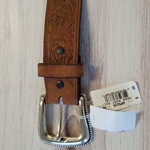 NWT Justin Tooled Western Motif Brown Belt 36